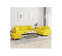 3-delige Loungeset met kussens stof lichtgeel3202147