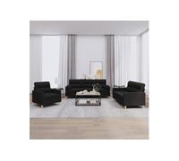vidaXL Ensemble de canapés 3 pcs avec coussins - Noir