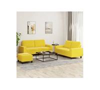Ensemble de Canapés Sièges Salle de Séjour Maison 3 pcs Jaune Clair Tissu vidaXL