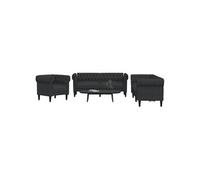 vidaXL Ensemble de canapés 3 pièces 3209193 Tissu Noir