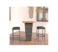 3-delige Tuinbarset met kussens poly rattan grijs3064849