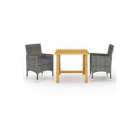 vidaXL Ensemble de jardin 3 pièces – Table et chaises – Gris