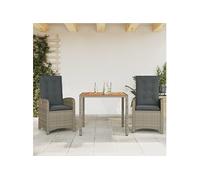 vidaXL Ensemble de jardin 3 pièces avec coussins Gris Poly rotin