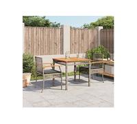 vidaXL Ensemble de jardin 3 pièces avec coussins Gris Poly rotin