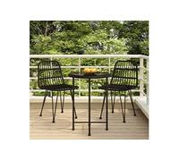 vidaXL Ensemble de jardin 3 pièces noir Poly rotin