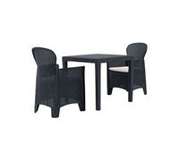 vidaXL Ensemble Bistro 3 pièces plastique anthracite aspect rotin