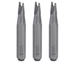 3 embouts de tournevis de type U, de 2,0 U, avec un manche hexagonal de 5/32 de pouce et une longueur de 28 mm