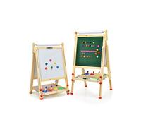 3 en 1 chevalet pliable avec tableau blanc/noir, rouleau de papier en bois , plateau et accessoires complets pour enfants