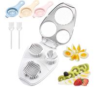 3 en 1 Coupe Oeuf avec Séparateur D'oeuf et Brosse de Nettoyage, Multifonctions Acier Inoxydable Coupe Oeufs Durs, pour Fraises Kiwis Beurre Champignons Tomates