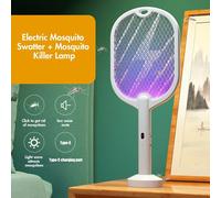 3 en 1 électrique moustique tapette moustique tueur lampe tueur insectes tueur 3000V type-c Rechargeable tueur de moustique mouche tueur Intelligent Display