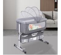 3 en 1 Lit berceau cododo - BELFOYER - avec Matelas et Moustiquaire - pour Bébés de 1 à 3 ans - Berceau Pliable Mobile - Gris