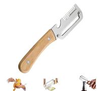 3 en 1 Lot d'Éplucheurs de Légumes avec Manche en Bois, Économe Multifonction en Acier Inoxydable et Coupe Julienne de Cuisine (1pc - B)