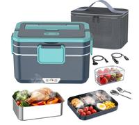 3 en 1 Lunch Box Chauffante Électrique - Gamelle Chauffante 3.5L - Acier Inoxy - 220V 24V 12V - 90W - Boîte Isotherme Repas Chaud