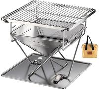 3 en 1 petit gril à bois et foyer portable en acier inoxydable 245 cm avec sac de transport X-MINI-PRO - CAMPINGMOON