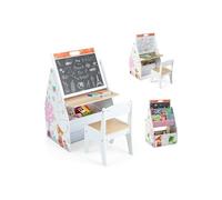 3 en 1 Table Enfants avec Chaise et Tableau Double Face & Réglable (Blanc)