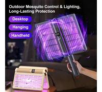 3-en-1 Tapette électrique anti-moustiques pliable avec lampe tueur de moustiques automatique, lampe UV attirante, batterie rechargeable 1200 mAh, affichage numérique, convient pour l'intérieur, la mai