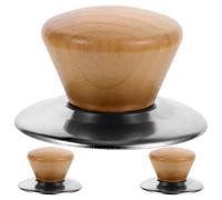 3 Ensembles Petite Poignée de Couvercle en Bois Base Inox | Couvercles de Casseroles et Poêles, Format Court, Base Élargie, Surface Lisse, Montage Pratique Cuisine