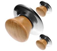 3 Ensembles Poignée de Couvercle de Rechange et Bois | Base Élargie, Prise Ergonomique et Design Court, pour Couvercles de Marmites et Mijotage Cuisine