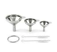 3 Entonnoir Mini de Cuisine, Entonnoirs en AcierInxydable avec 2 Brosses de Nettoyage, Petit Entonnoir de Cuisine avec Poignée, Entonnoir en AcierInxydable pour Liquides et Poudres