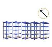 3 Étagères 120 cm & 2 Etagères 90 cm Métal Bleu - Capacité Totale 5000KG Bleu G