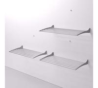 3 étendoirs à linge muraux pliables et verrouillables, pour intérieur et extérieur, en aluminium et acier – Foxydry Fold 80 cm