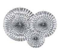 3 éventails déco argent 23-32-40cm - partydeco rpk12-018m Gris G