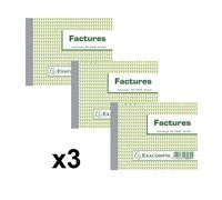 3 facturiers - Dupli - Autocopiants - 10 5x13 5cm - 50 feuilles - Exacompta - 13274E