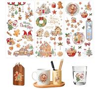 3 Feuilles Autocollants de Noël,Autocollants pour Enfants Artisanat,Stickers Noël-Bonhomme en Pain d'épice,Gommettes Noel pour Décoration des Cadeaux,Scrapbooking,Cartes,Albums