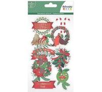 3 feuilles cartonnées d'autocollants prédécoupés Merry Christmas