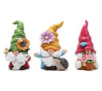 3 figurines de lutins de printemps en résine, multicolores, de 12 cm (4,75 pouces), décoration de jardin
