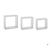 5five - Lot de 3 Étagères Murales Cube Fixy - Blanc, 3 Tailles, Fixation Invisible - pour Salon, Chambre, Bureau, Rangement Décoratif