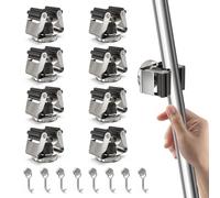 3-H 8 Accroche Balai Magnetique + 8 Mini Crochet Aimanté Puissant,Argenté | Supports Balai Magnétique Acier Inox, Porte Balais Mural Sans Percer pour Garage, Cuisine, Buanderie