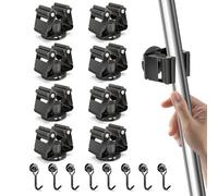3-H 8 Accroche Balai Magnetique + 8 Mini Crochet Aimanté Puissant, Noir | Supports Balai Magnétique Acier Inox, Porte Balais Mural Sans Percer pour Garage, Cuisine, Buanderie