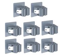 3-H Porte Balai Mural Auto-adhésif Porte Vadrouille Accroche Balai Mural 8 Pièces sans Perçage Pince à Balai Supports de Balai de Vadrouille pour Cuisine Salle de Bain Jardin(Gris)