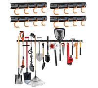 3-H Porte-Outils de Jardin Mural 4x 42 cm | Range Outils Jardin Crochet PVC Antidérapant, Support Mural Multifonctionnel pour Balais, Râteaux, Pelles, Garage, Remise