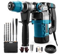 3 in 1 marteau perforateur 1500W perceuse percussion 12J marteau piqueur avec 6 mèches et burins, diamètre de perçage 40 mm