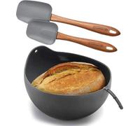 3-in-1 siliconen universele kom, broodbakvorm voor het bakken, mixen en stomen, hittebestendig tot 230 °C, incl. 2 kooklepels