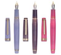 3 Jinhao 82 Stylo plume transparent avec bordure dorée (violet/gris-rose, extra fin)