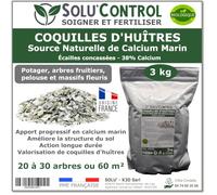 3 kg Écailles de Coquilles d'Huîtres Concassées 38% Calcium - SOLU'CONTROL - Apport Ciblé de Calcium Marin Naturel
