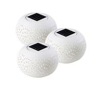 Lunartec Lampes à LED solaires Méditerranée - 3 lampes décoratives en porcelaine