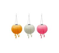 LUMISKY / LUMIJARDIN Lot de 3 lampion solaire lanterne chinoise 3 couleurs rose crème et orange LED blanc chaud SHANGRI LA ∅20cm