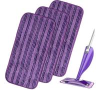 3 lingettes microfibre réutilisables lavables, remplacement compatible balai spray Swiffer WetJet Wood, tampon nettoyage sol