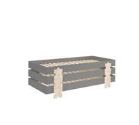 3 Lits Modulo Puzzle Gris Empilables 90x200 L 203,6 X Lg 93,8 X H 27,5 Cm