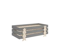 Vipack - Lit enfant en bois Modulo Smiley III 90x200 cm Pack de 3 lits empilables Gris