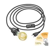 3 m câble textile LEKA noir fiche interrupteur + lampe LED or max. 778lm
