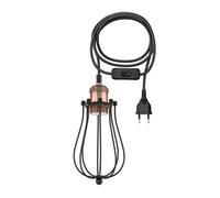 3 m de câble textile RETRA Vintage prise interrupteur bronze cage-écran noir