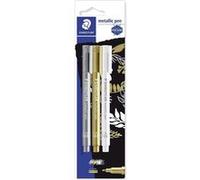 Staedtler Marqueur permanent métallisé 8323-S BK3 – pointe ogive 1–2 mm – or/argent/blanc (3)