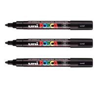 3 marqueurs Posca PC-5M noir | pointe moyenne conique