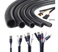 3 mètres de longueur, conduit de faisceau de câblage à extrémité ouverte de 7/10/13/15/18 mm de diamètre, gaine en polyéthylène noire Tube ondulé en plastique noir, ouverture 13 mm, 3 mètres,Tube ondu