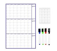 3 Month Calendar Whiteboard - Undated Dry Erase Planner With 4 Markers | 3 Month Wall Calendar, Undated Dry Erase Planner, 4 Markers, Reusable Schedule Organizer, Home Office Classroom Planning